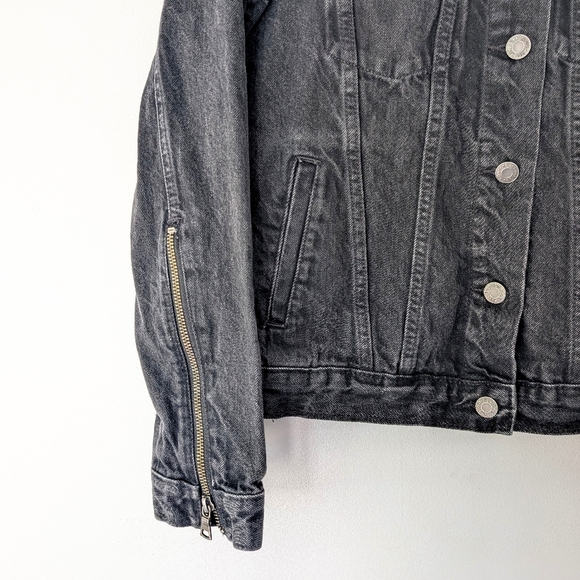 Gap 1969 Women's Black Jeans Jacket With Sides And Sleeves Zips ~ Size Small - Picture 3 of 12